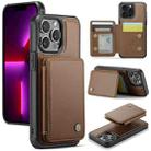 For iPhone 13 Pro JEEHOOD J05 Business Magnetic Style RFID Leather Phone Case(Brown) - 1