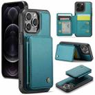 For iPhone 12 Pro Max JEEHOOD J05 Business Magnetic Style RFID Leather Phone Case(Blue Green) - 1