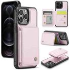 For iPhone 12 Pro Max JEEHOOD J05 Business Magnetic Style RFID Leather Phone Case(Pink) - 1