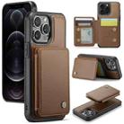 For iPhone 12 Pro Max JEEHOOD J05 Business Magnetic Style RFID Leather Phone Case(Brown) - 1