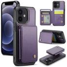 For iPhone 12 / 12 Pro JEEHOOD J05 Business Magnetic Style RFID Leather Phone Case(Purple) - 1