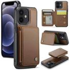 For iPhone 12 / 12 Pro JEEHOOD J05 Business Magnetic Style RFID Leather Phone Case(Brown) - 1