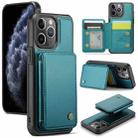 For iPhone 11 Pro Max JEEHOOD J05 Business Magnetic Style RFID Leather Phone Case(Blue Green) - 1