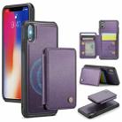 For iPhone X / XS JEEHOOD J05 Business Magnetic Style RFID Leather Phone Case(Purple) - 1