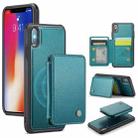 For iPhone X / XS JEEHOOD J05 Business Magnetic Style RFID Leather Phone Case(Blue Green) - 1