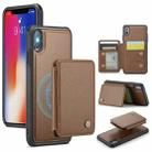 For iPhone X / XS JEEHOOD J05 Business Magnetic Style RFID Leather Phone Case(Brown) - 1