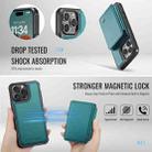 For iPhone 16 Pro Max JEEHOOD J05 Business Magnetic Style RFID Leather Phone Case(Blue Green) - 3