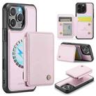 For iPhone 16 Pro Max JEEHOOD J05 Business Magnetic Style RFID Leather Phone Case(Pink) - 1