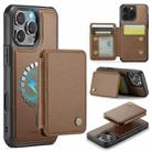 For iPhone 16 Pro Max JEEHOOD J05 Business Magnetic Style RFID Leather Phone Case(Brown) - 1