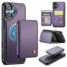 For iPhone 16 Plus JEEHOOD J05 Business Magnetic Style RFID Leather Phone Case(Purple) - 1