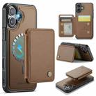 For iPhone 16 Plus JEEHOOD J05 Business Magnetic Style RFID Leather Phone Case(Brown) - 1