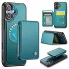 For iPhone 16 JEEHOOD J05 Business Magnetic Style RFID Leather Phone Case(Blue Green) - 1