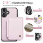 For iPhone 16 JEEHOOD J05 Business Magnetic Style RFID Leather Phone Case(Pink) - 2