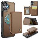 For iPhone 16 JEEHOOD J05 Business Magnetic Style RFID Leather Phone Case(Brown) - 1