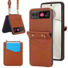 For Motorola Razr 40 Dual Card Slots Folding Phone Case(Brown) - 1