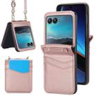 For Motorola Razr 40 Ultra Dual Card Slots Folding Phone Case(Rose Gold) - 1