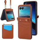 For Motorola Razr 40 Ultra Dual Card Slots Folding Phone Case(Brown) - 1