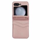 For Samsung Galaxy Z Flip5 Dual Card Slots Folding Phone Case(Rose Gold) - 2