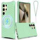 For Samsung Galaxy S24 Ultra 5G Wave Texture MagSafe Magnetic Liquid Silicone Phone Case(Green) - 1