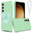 For Samsung Galaxy S23 5G Wave Texture MagSafe Magnetic Liquid Silicone Phone Case(Green) - 1