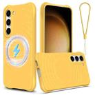 For Samsung Galaxy S23 5G Wave Texture MagSafe Magnetic Liquid Silicone Phone Case(Yellow) - 1