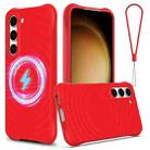 For Samsung Galaxy S23 5G Wave Texture MagSafe Magnetic Liquid Silicone Phone Case(Red) - 1