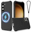For Samsung Galaxy S23+ 5G Wave Texture MagSafe Magnetic Liquid Silicone Phone Case(Black) - 1