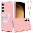 For Samsung Galaxy S23+ 5G Wave Texture MagSafe Magnetic Liquid Silicone Phone Case(Pink) - 1