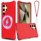 For Samsung Galaxy S23 Ultra 5G Wave Texture MagSafe Magnetic Liquid Silicone Phone Case(Red) - 1