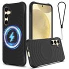 For Samsung Galaxy S24 FE 5G Wave Texture MagSafe Magnetic Liquid Silicone Phone Case(Black) - 1