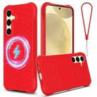 For Samsung Galaxy S24 FE 5G Wave Texture MagSafe Magnetic Liquid Silicone Phone Case(Red) - 1