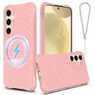 For Samsung Galaxy S24 FE 5G Wave Texture MagSafe Magnetic Liquid Silicone Phone Case(Pink) - 1