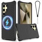For Samsung Galaxy S25 Ultra 5G Wave Texture MagSafe Magnetic Liquid Silicone Phone Case(Black) - 1