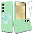 For Samsung Galaxy S25 5G Wave Texture MagSafe Magnetic Liquid Silicone Phone Case(Green) - 1