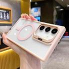 For Samsung Galaxy S23 FE 5G Metal Lens Frame Holder MagSafe Phone Case(Pink) - 1
