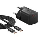 Baseus GaN5 25W mini USB-C / Type-C Gallium Nitride Fast Charger with 1m Type-C Cable, EU Plug(Cluster Black) - 1