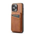 For iPhone 15 Pro Max Fierre Shann Cowhide Vertical Flip Magnetic Card Holder Phone Case(Brown) - 3