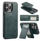 For iPhone 13 Pro Max Fierre Shann Oil Wax Cow Leather Magnetic Card Holder Phone Case(Green) - 1