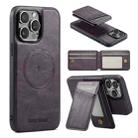 For iPhone 13 Pro Max Fierre Shann Oil Wax Cow Leather Magnetic Card Holder Phone Case(Purple) - 1