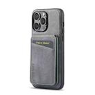 For iPhone 12 Pro Max Fierre Shann Oil Wax Cow Leather Magnetic Card Holder Phone Case(Grey) - 3