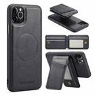 For iPhone 11 Pro Max Fierre Shann Cowhide Vertical Flip Magnetic Card Holder Phone Case(Black) - 1