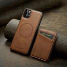 For iPhone 11 Pro Max Fierre Shann Cowhide Vertical Flip Magnetic Card Holder Phone Case(Brown) - 2