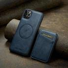For iPhone 11 Pro Max Fierre Shann Cowhide Vertical Flip Magnetic Card Holder Phone Case(Blue) - 2