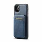 For iPhone 11 Pro Max Fierre Shann Cowhide Vertical Flip Magnetic Card Holder Phone Case(Blue) - 3