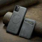 For iPhone 11 Pro Max Fierre Shann Cowhide Vertical Flip Magnetic Card Holder Phone Case(Grey) - 2