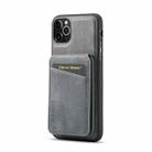 For iPhone 11 Pro Max Fierre Shann Cowhide Vertical Flip Magnetic Card Holder Phone Case(Grey) - 3