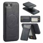 For iPhone SE 2022 / SE 2020 / 8 / 7 Fierre Shann Cowhide Vertical Flip Magnetic Card Holder Phone Case(Black) - 1