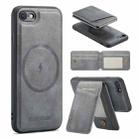 For iPhone SE 2022 / SE 2020 / 8 / 7 Fierre Shann Oil Wax Cow Leather Magnetic Card Holder Phone Case(Grey) - 1