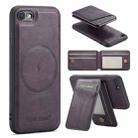 For iPhone SE 2022 / SE 2020 / 8 / 7 Fierre Shann Oil Wax Cow Leather Magnetic Card Holder Phone Case(Purple) - 1