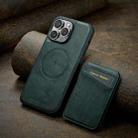 For iPhone 16 Pro Max Fierre Shann Oil Wax Cow Leather Magnetic Card Holder Phone Case(Green) - 2